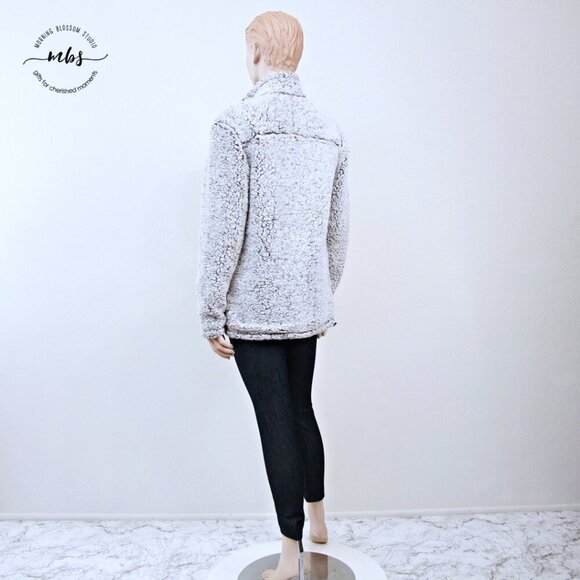 Cabin Fever by Ramatex Full Zip Fleece Sherpa Pockets Jacket Gray White Women S - Picture 3 of 11
